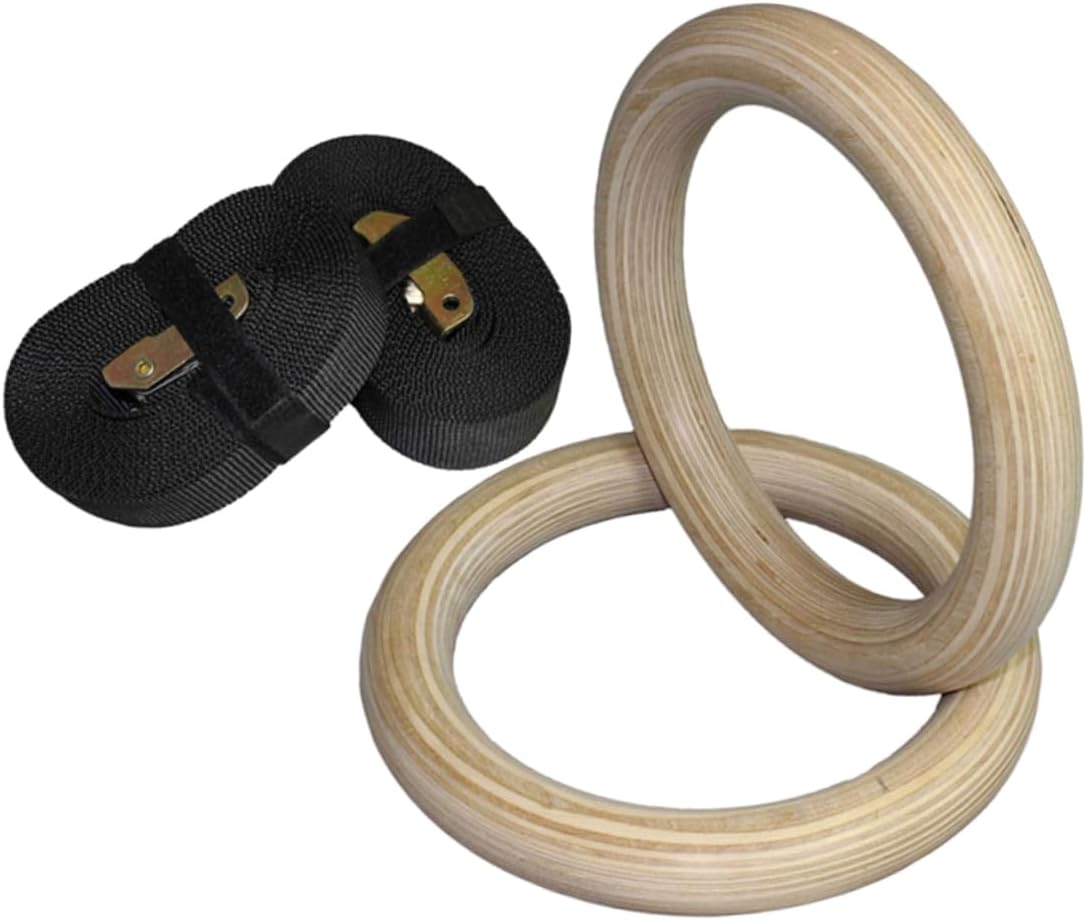 4.5m Adjustable Wood Gymnastic Rings with Premium Straps for Outdoor Strength Training Fitness Equipment for Home Workouts Weight Resistance and Versatile Exercises