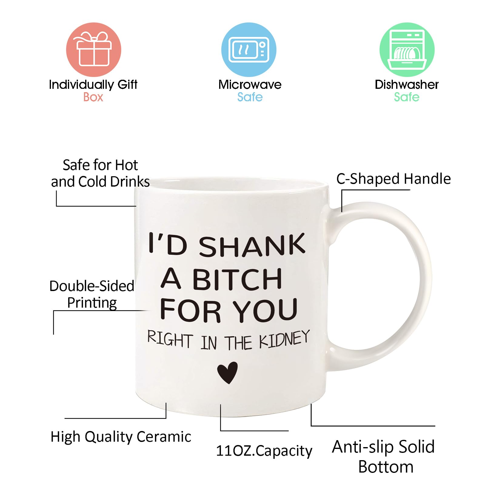 Regalos divertidos para el día de la madre para mujeres, taza de café de 11 onzas, regalos para hermanas, mamá, abuela, esposa, hija, regalos de hermana, regalos de cumpleaños, amistad, graduación,