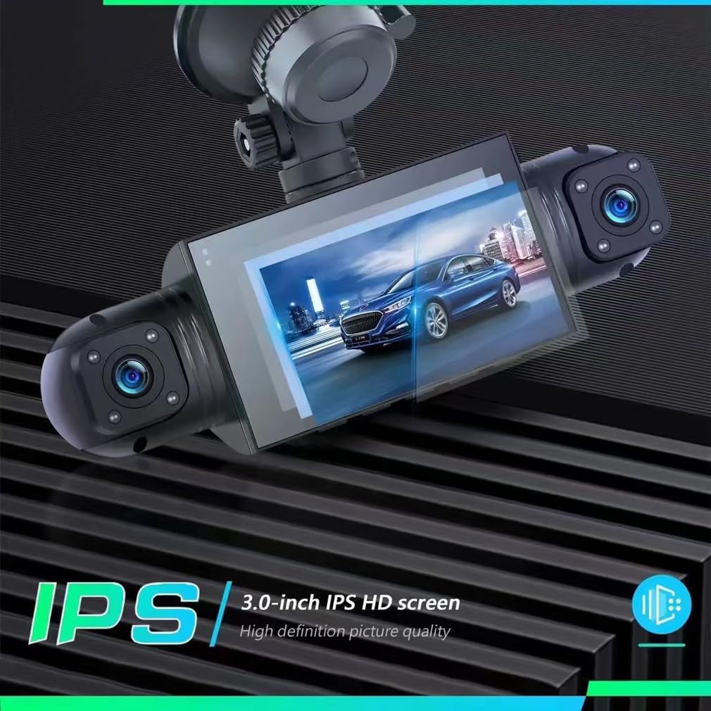 4-Camera Dash Cam for Cars - Front, Interior, Side, and Rear DVR With IR Night Vision, 1080P 480P*3 Simultaneous Recording, 360 Degree Panoramic Protection, WDR