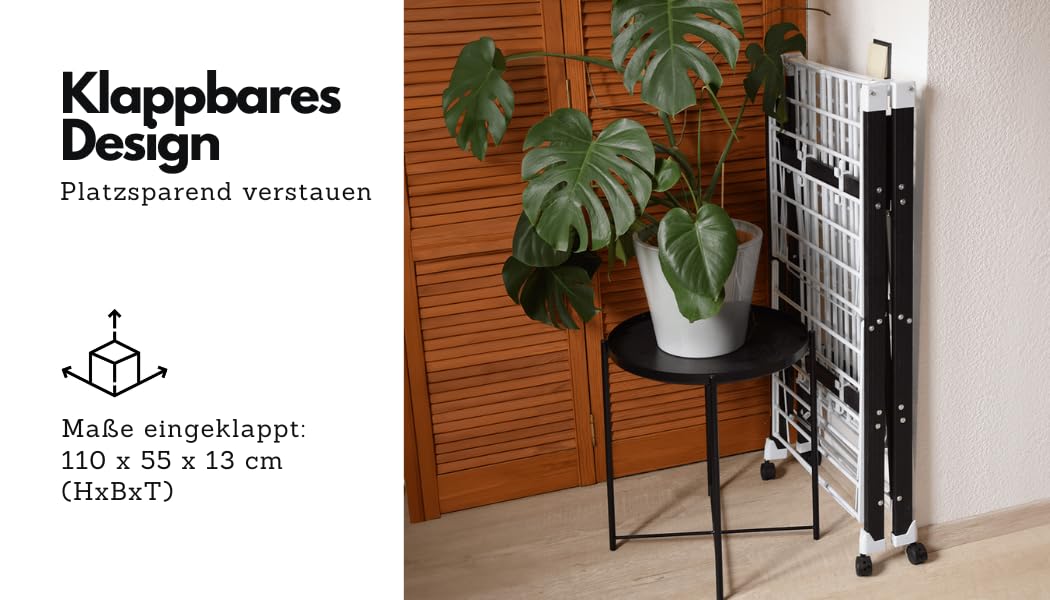 Loving Home® składana suszarka na pranie, suszarka stojąca, wieża 175 x 83 x 112 cm, na kółkach, obciążenie do 35 kg, długość suszenia 21 m, stabilna, składana, z 4 skrzydłami