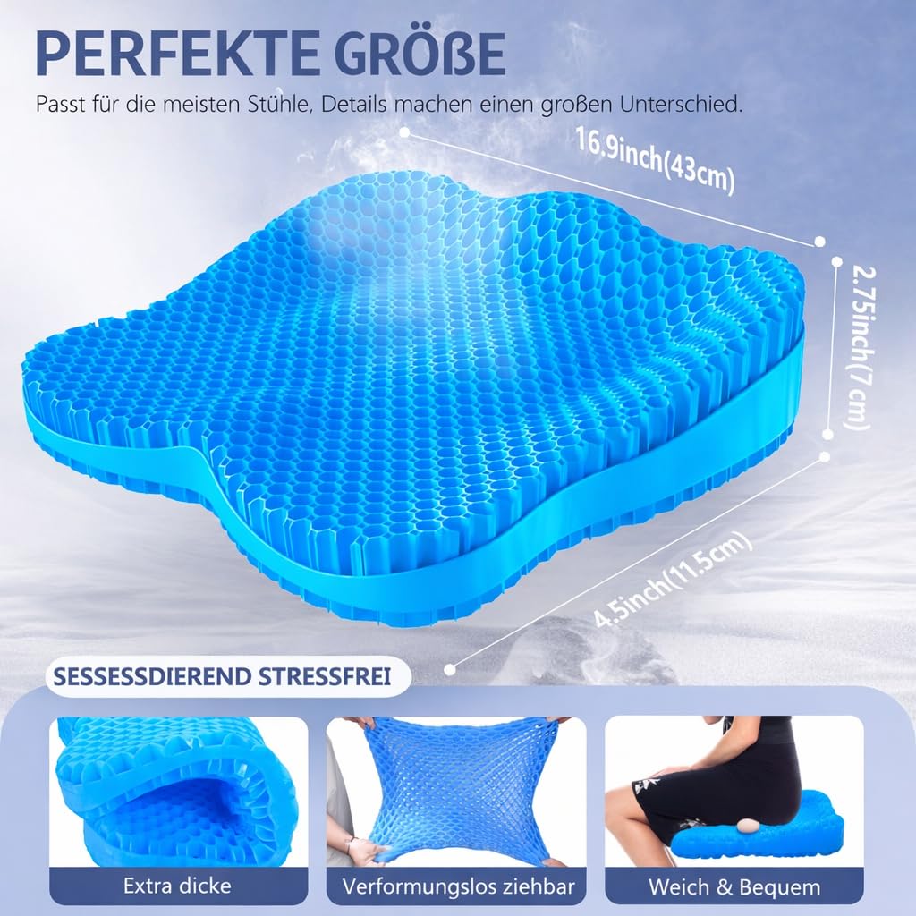 Cojín de gel para asiento de gel, ortopédico, ergonómico, para coxis y coxis