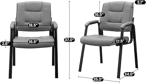 Miniatura 2 de Naomi Home Sillas de sala de conferencias  Sillas de oficina ejecutivas de cuero resistente con reposabrazos acolchado  Juego de 2 unidades, color
