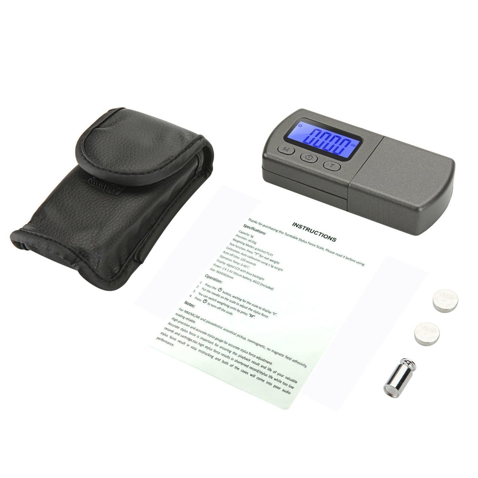 Christol Black Jewelry Scale Digital Turntable Stylus Force Scale Gauge 0.01G/5.00G Tracking Force Pressure Gauge/Scale For Tonearm Phono Cartridge