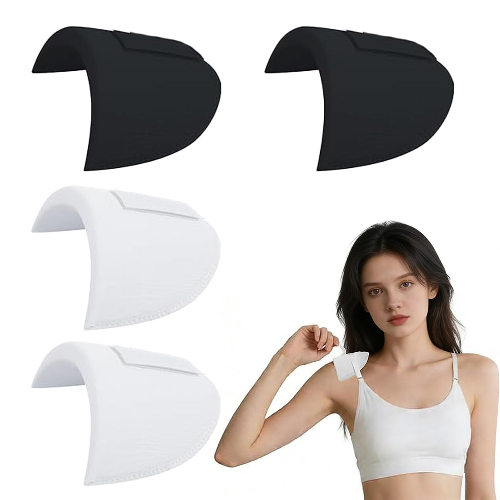 Sotbnna Unisex White Black Shoulder Pads,2 Pairs Shoulder Pads For Women Clothes,2Cm Thick Non-Sew Detachable Foam Pads, Anti-Slip Breathable Sponge Enhancers For Blazer,Suit,Dress,Women,Men No-Sew,Sewing Shoulde (Medium Size)
