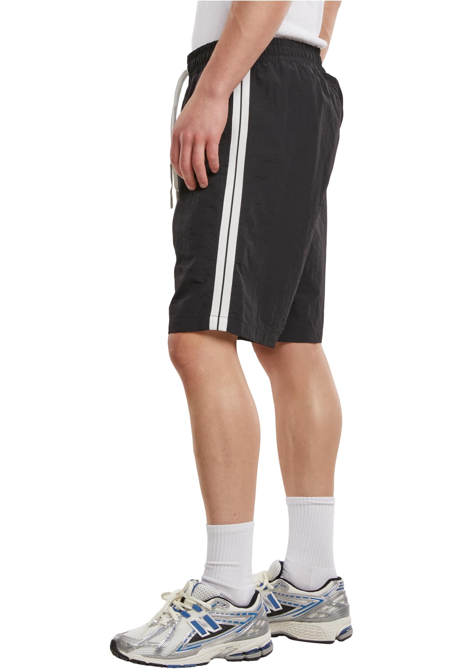 Urban Classics Pantalones Cortos con Franja parcheada Hombre Bañador Negro 100% Nailon