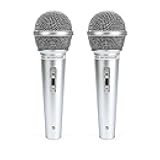 Dmopipp 2PCS Fake Microphone Prop, Plastic Pretend Play Microphone for Halloween Christmas Cosplay Music Birthday Party Favors or Costume Play (Silver)
