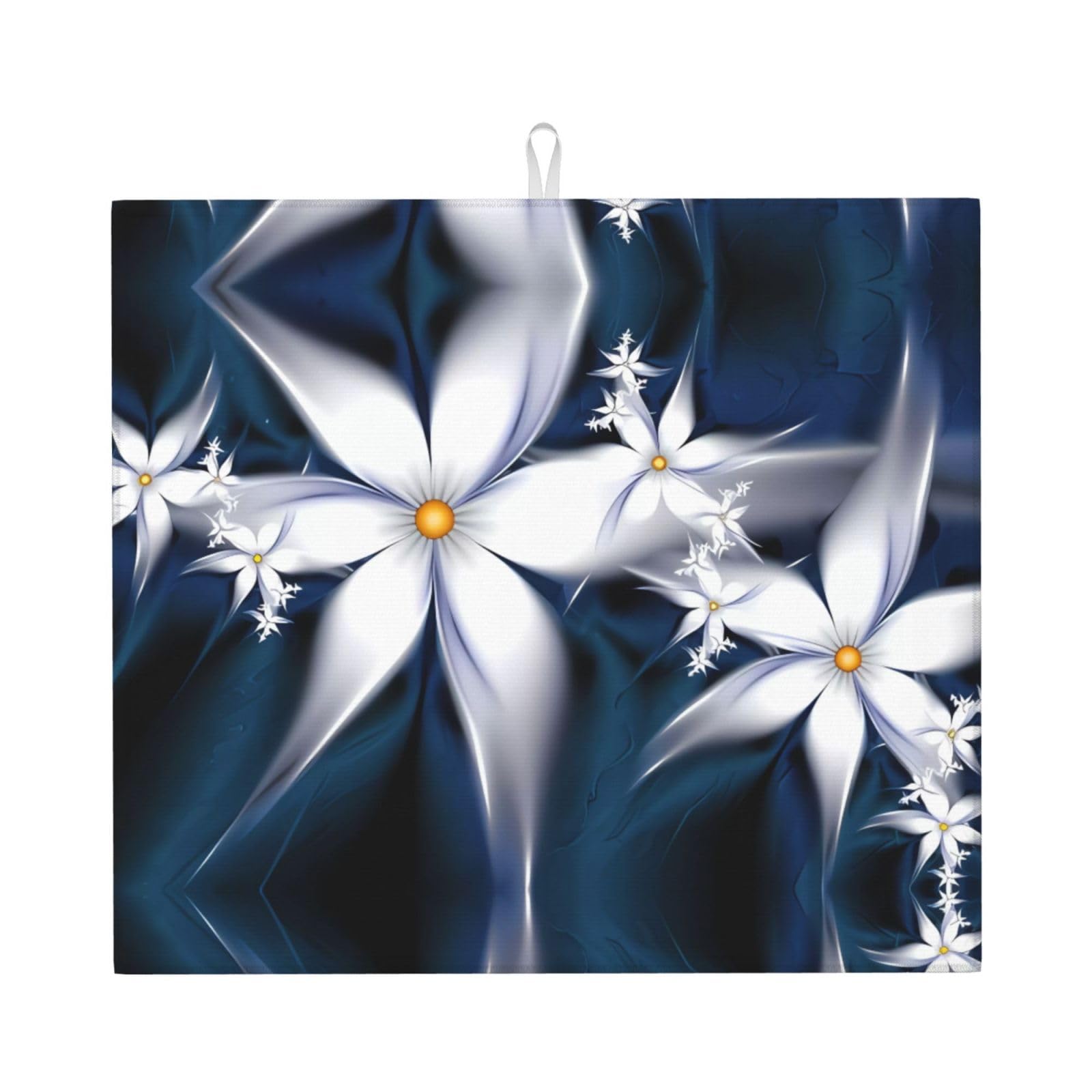 WHJSSF Artistic Daisy Floral Prints Kitchen Drying Mat – Absorbent Dish Throw for Countertops, Quick-Dry Non-Slip Layer with Stylish Prints, Ideal Housewarming Gift