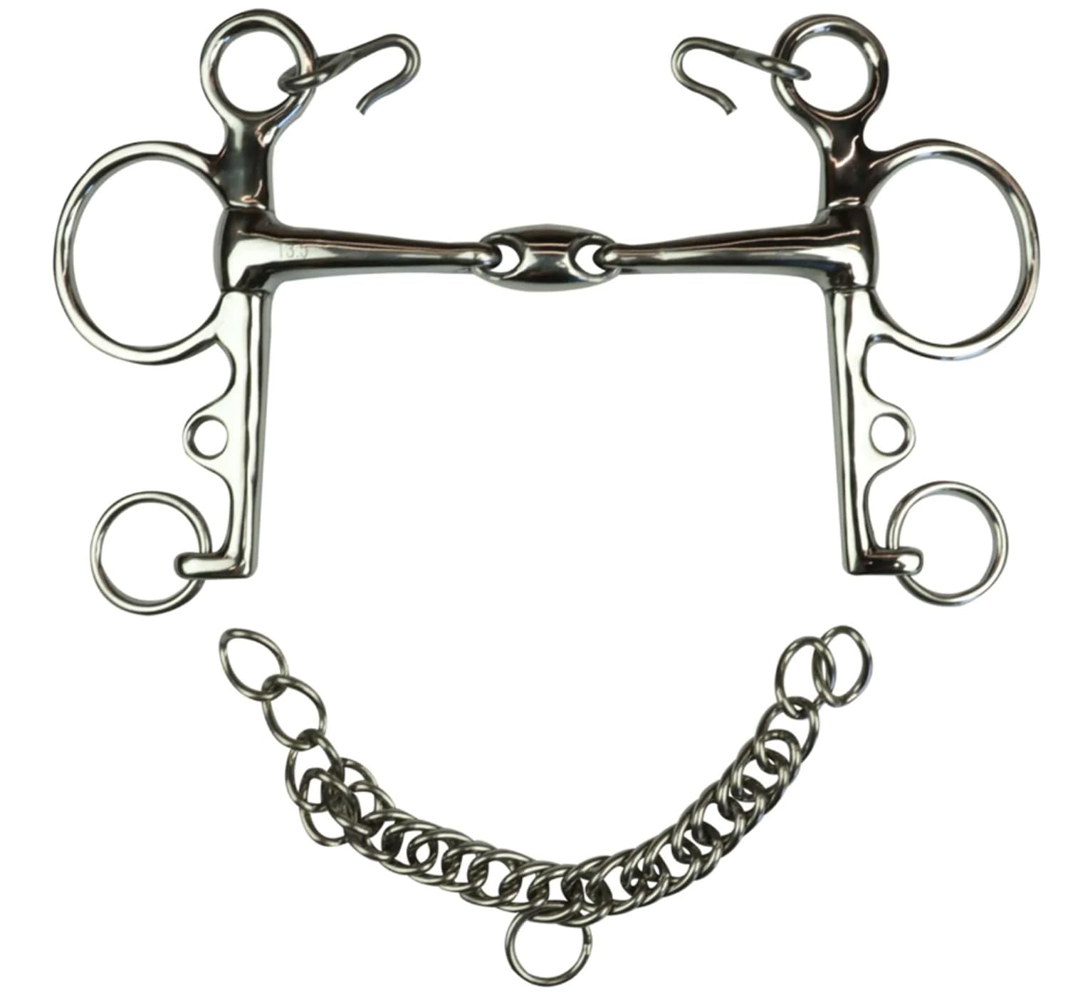 Horses, Pelham Pieno In Acciaio Inox Con Oliva e Aste Lunghe, Materiali di Alta Qualità, Resistente, Pratica e di Preciso Utilizzo