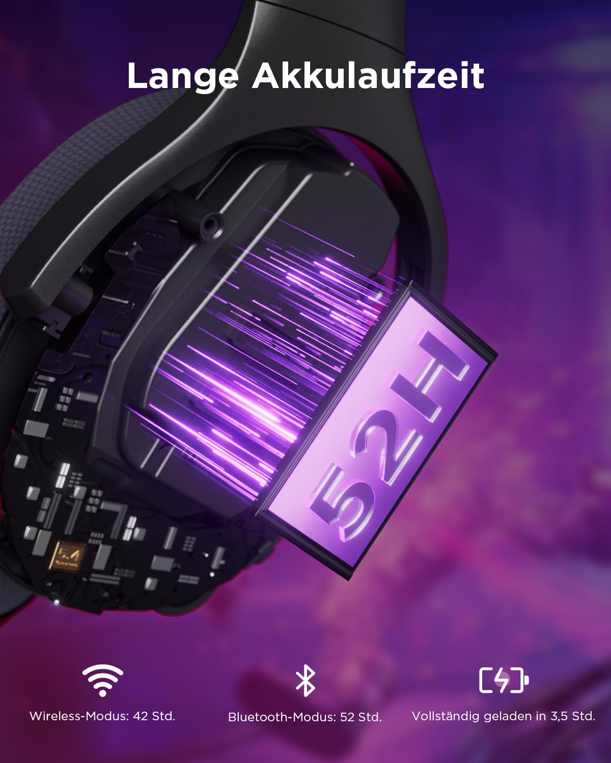 Lenovo Legion H410 Wireless Gaming Headset | Gaming Kopfhörer | schwarz-dunkelviolett