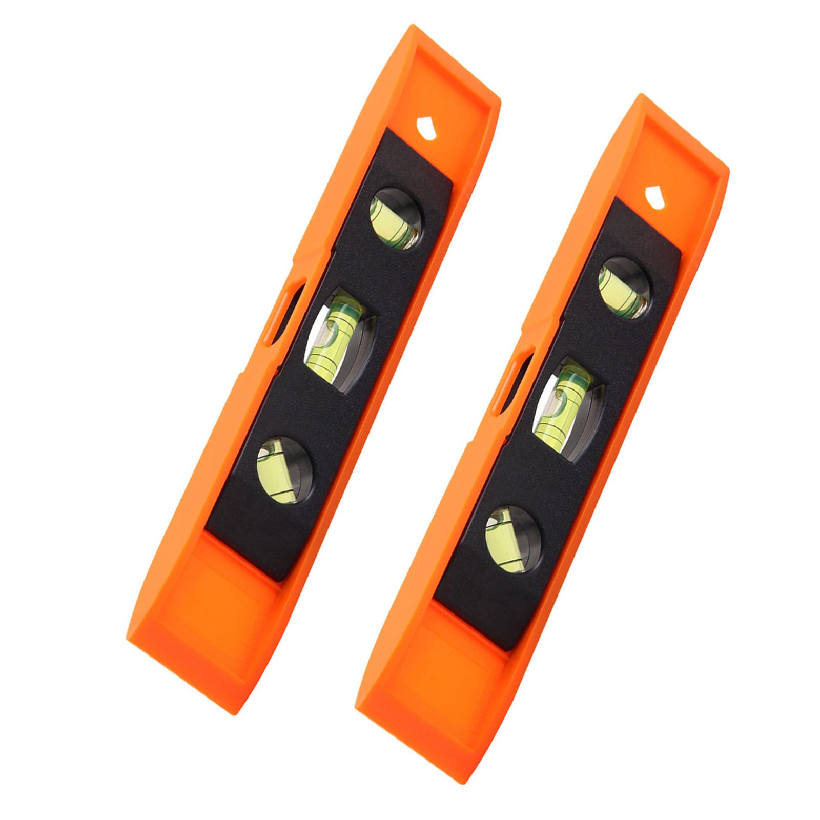2 Pcs Magnetic 9 Inch Torpedo Level, Winnsty Magnetic Box Level with 45°/90°/180° Bubbles, Torpedo Level Pocket Level Measuring Tool- Orange