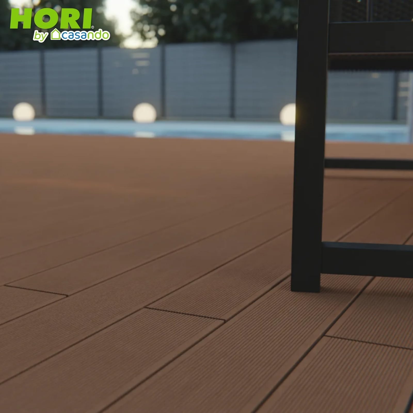 HORI WPC Terrassendielen Komplettset Hohlkammerdiele BPC Aktion Komplettbausatz Inkl. Unterkonstruktion & Clips Wetterfest pflegeleicht Fläche: 16 m² - 400 cm Dielenlänge - Braun