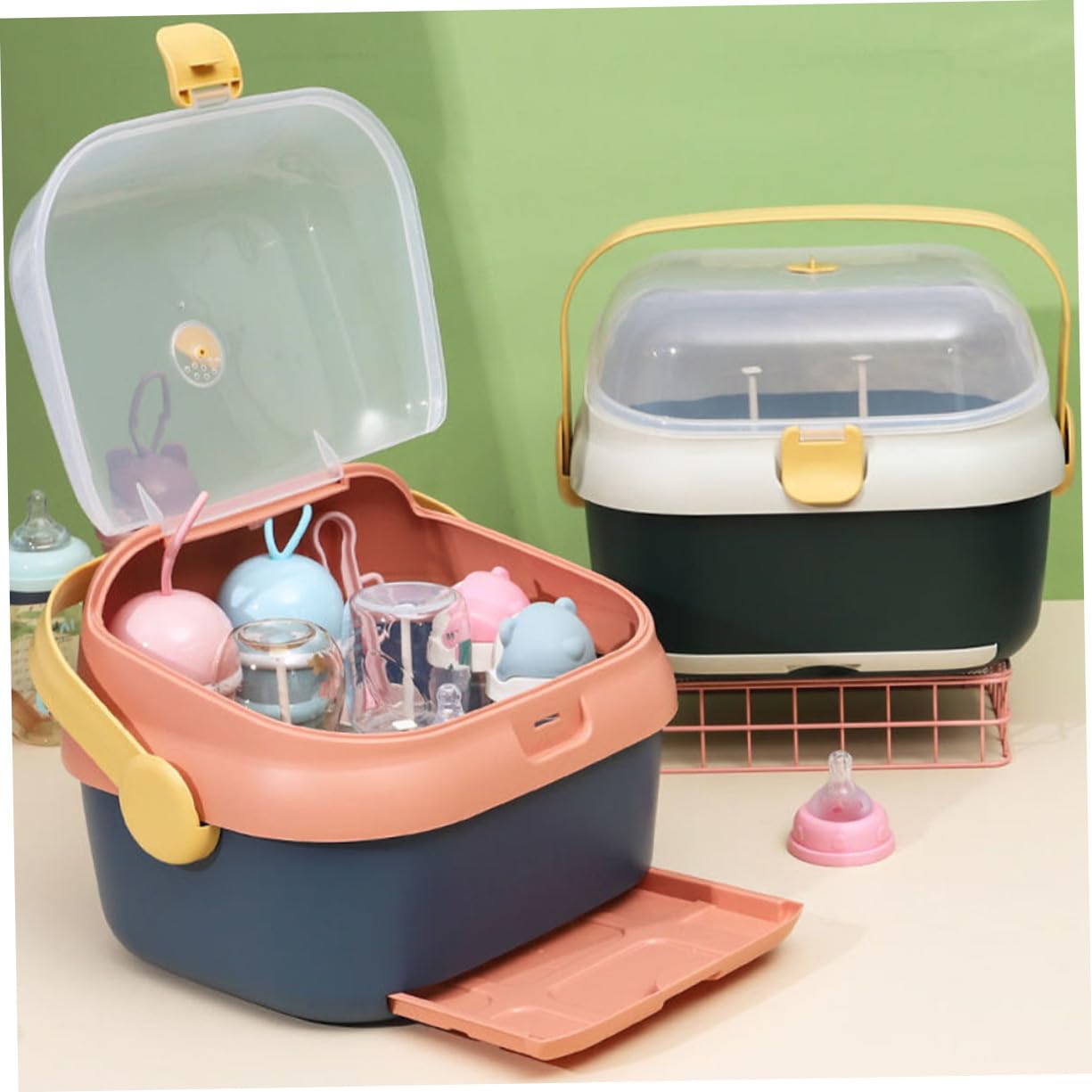Gatuida Trockenbox Für Babyflaschen Mit Abnehmbarem Halter Großer Aufbewahrungsbehälter Mit Deckel Frei Staubdicht Für Babys Und Reisen