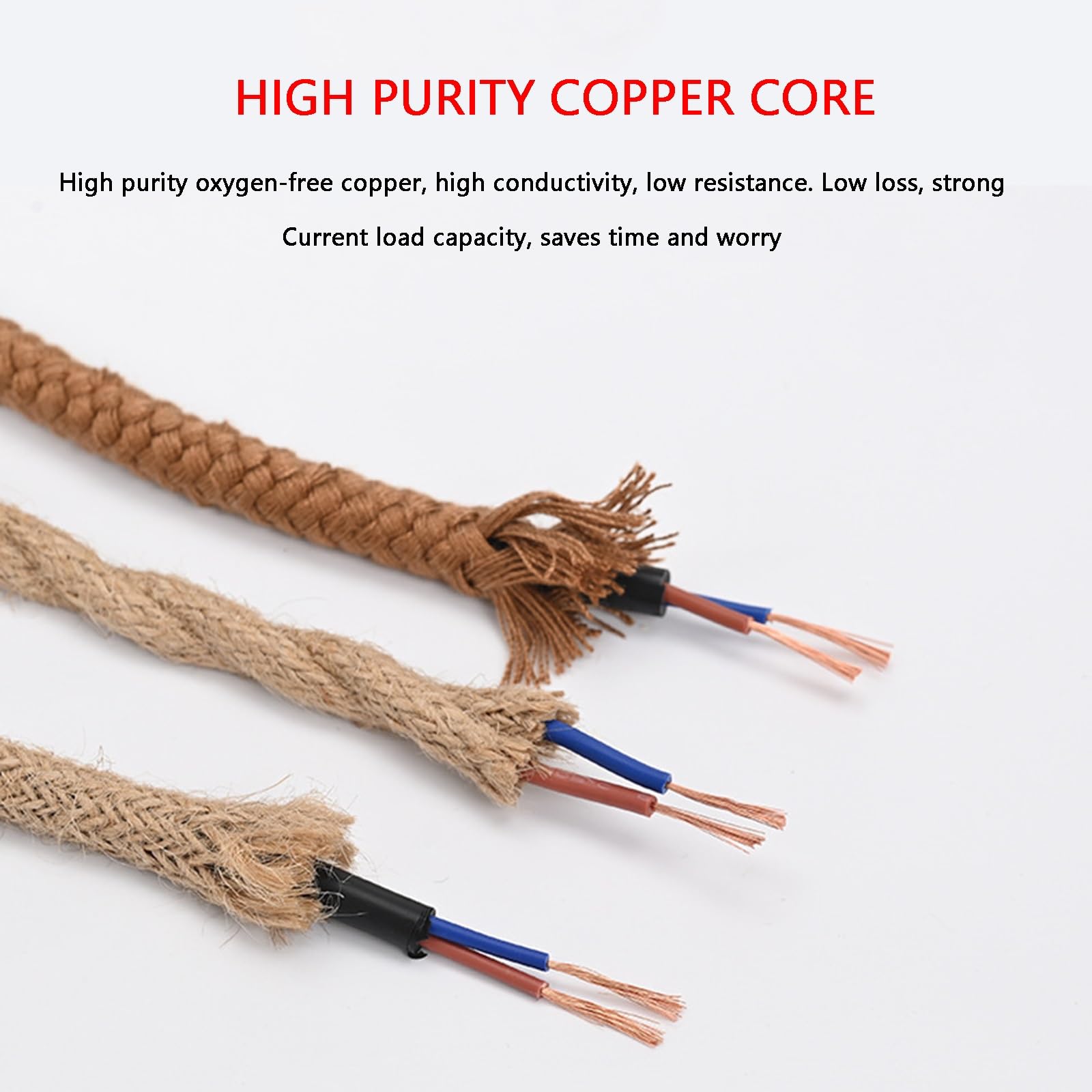Amazon.co.jp: ヴィンテージツイストファブリック電気コード 2C/3C 0.5