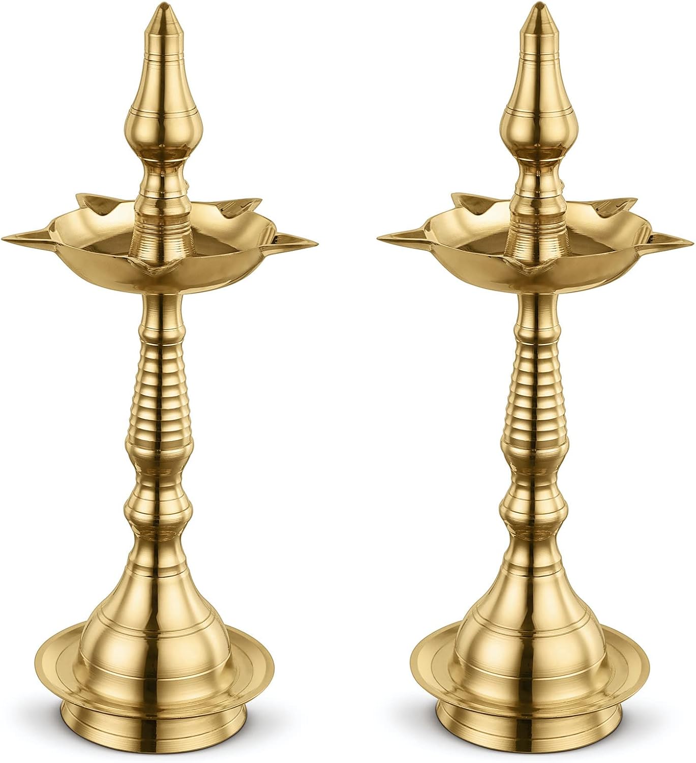 AVADOR® Handcrafted Brass Diya for Puja | Traditional Indian Oil Lamp for Diwali, Home Temple, Decoration | Kerela Fancy (2)