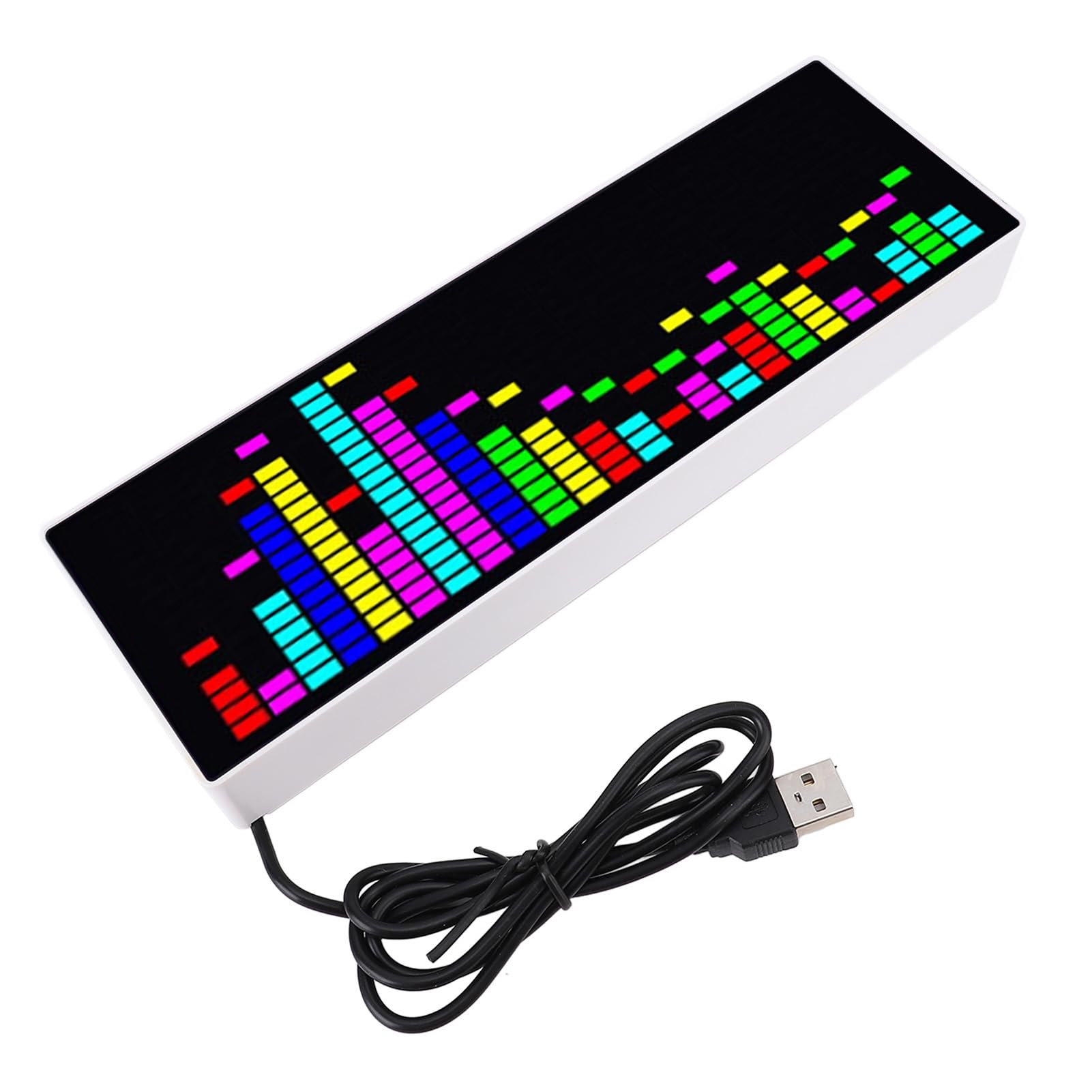 Pantalla LED de Espectro Musical, Visualizador de Audio de 384 LED RGB, Control de Cable de Voz con 12 Modos de Visualización, Reloj Electrónico y 3 Alarmas, para el Hogar, Fiesta,