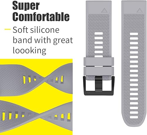 Miniatura 10 de ANCOOL Correa de reloj para Fenix 5Fenix 6Garmin Fenix 7 Band 0.866 in bandas de silicona suave compatibles con Garmin S62 Watch BandFenix 5 PLUS