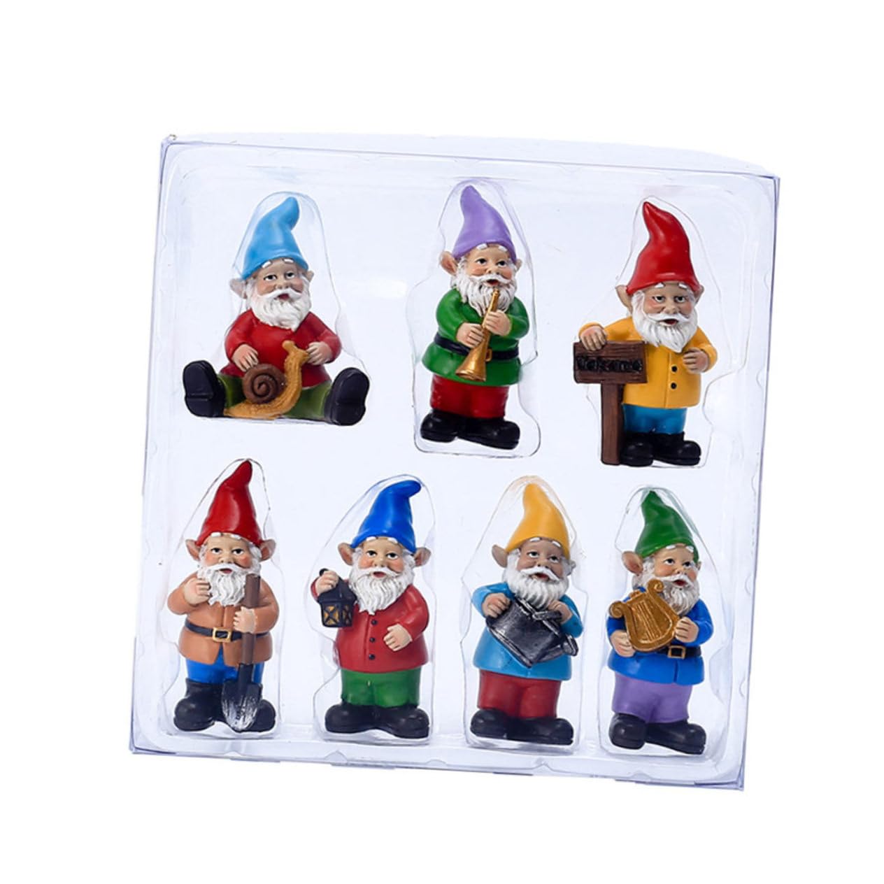 Kisangel Figurina de Gnomos 7 Piezas de Resina para Decoración Navideña | Set de 1 Juego, Estilo Cartoon Creativo y Único, Pensado para Niños Decorar el Hogar