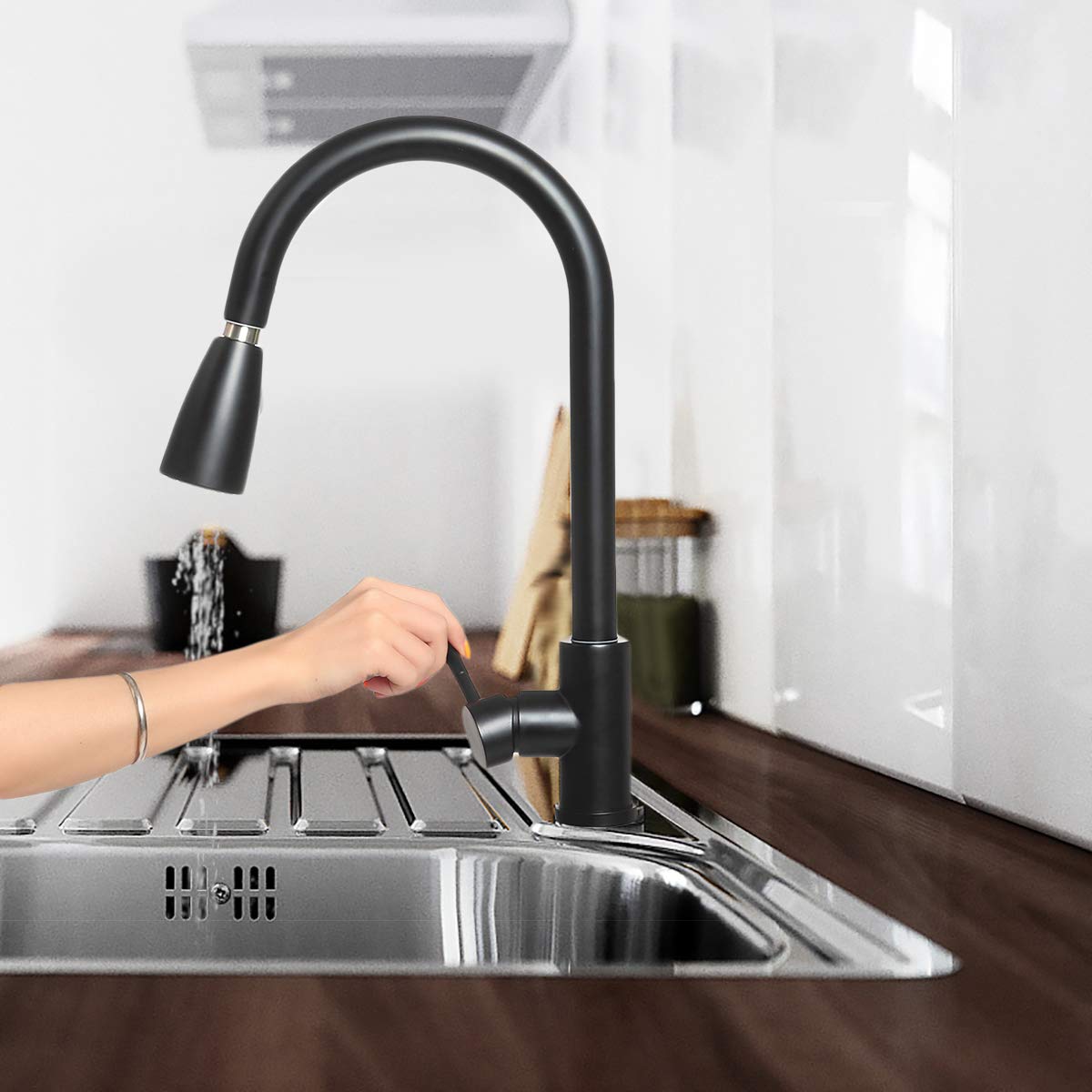 RanDal 360 ° Küchenwaschbecken Schwenkbar Ausziehbarer Wasserhahn Sprayer Heiß Kaltwasser Mischbatterie