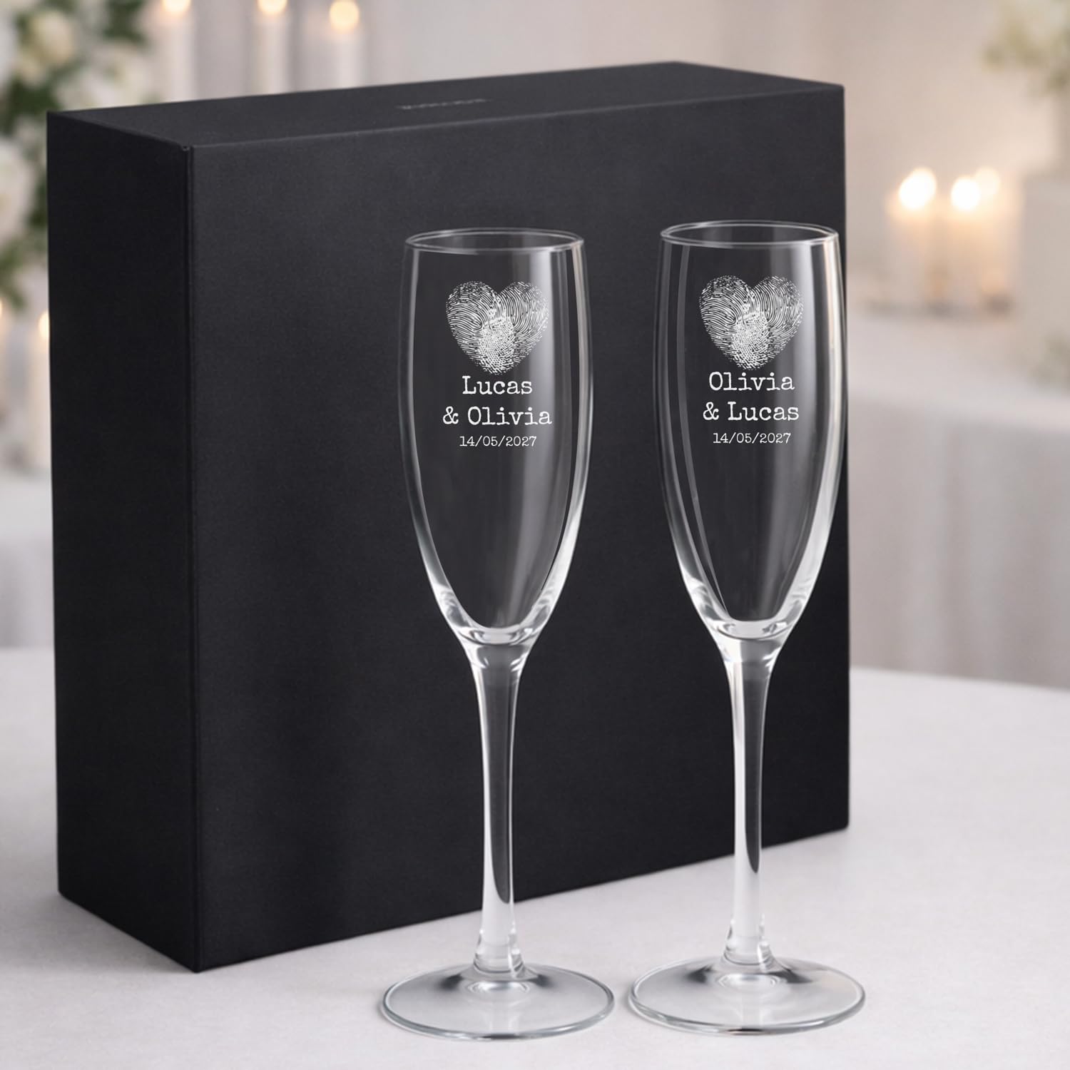 Flûtes à Champagne Vintage Pour Mariés - Verres à Pied Avec Lettres Blanc 'Mariés'