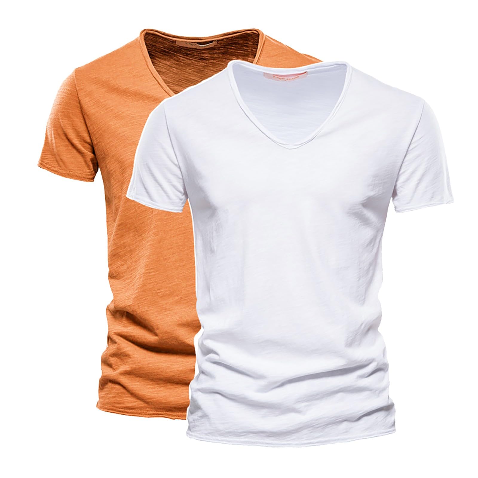 Lot de 2 T-Shirts Col V Manches Courtes Musculation qualité supérieure Tee pour Golf Outdoor