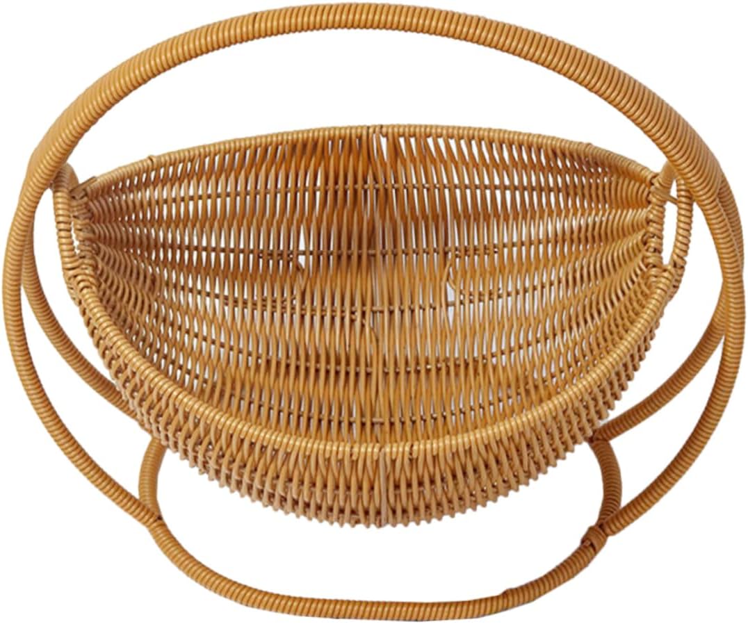 Woven Rattan Fruit Bowl Faux Rattan Storage Basket for Kitchen Counter Elegant Snack Vegetable Holder Lightweight Decorative Tray for Home Organization