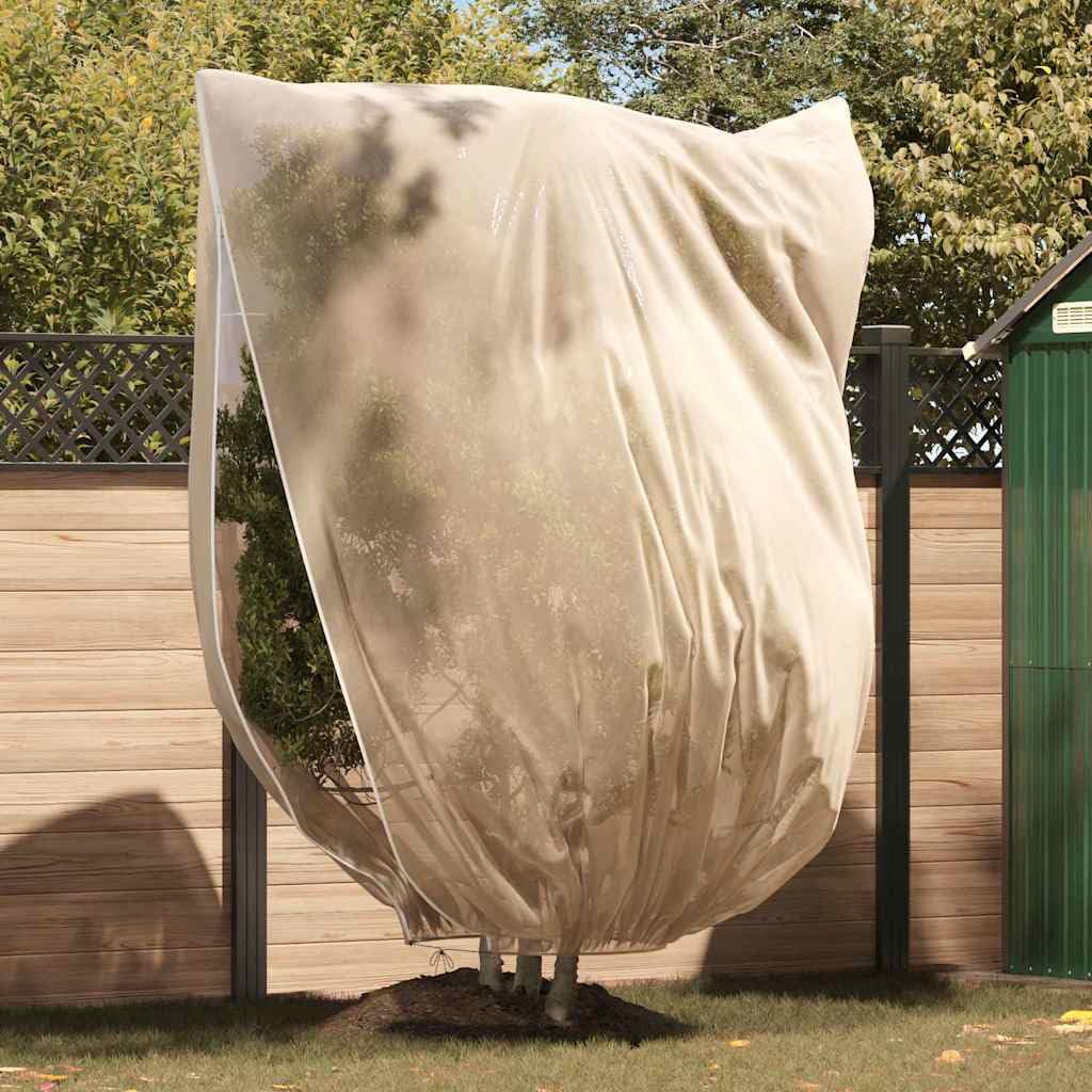 Winterschutz für Pflanzen Beige Vliesstoff 2,4 x 2 m mit Reißverschluss Kordelzugverschluss Wiederverwendbar für Garten Terrasse Außenbereich Schutz Pflanzenpflege Zubehör