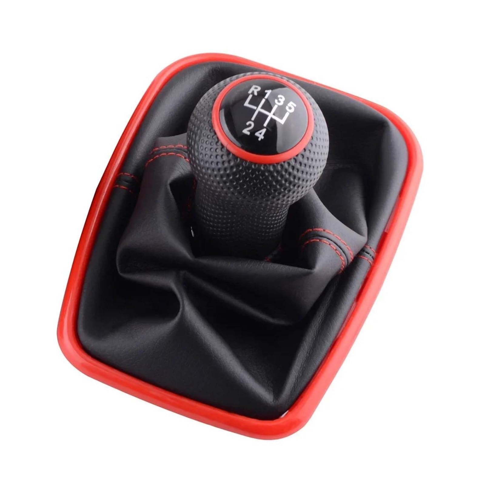 WLNWERDPKK Gear Shift Knob 1PCS for Golf 4 IV MK4 GTI R32 for Bora for Jetta MT 5 6 Speed Gear Shift Knob Lever Shifter Gaitor Boot Stick Knob(5 Speed Red)