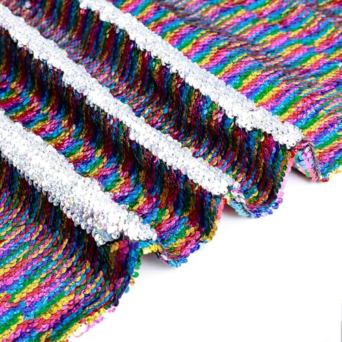 VOK Sequin Flip Fabric by The Yard, Reversible Glitter Fabric