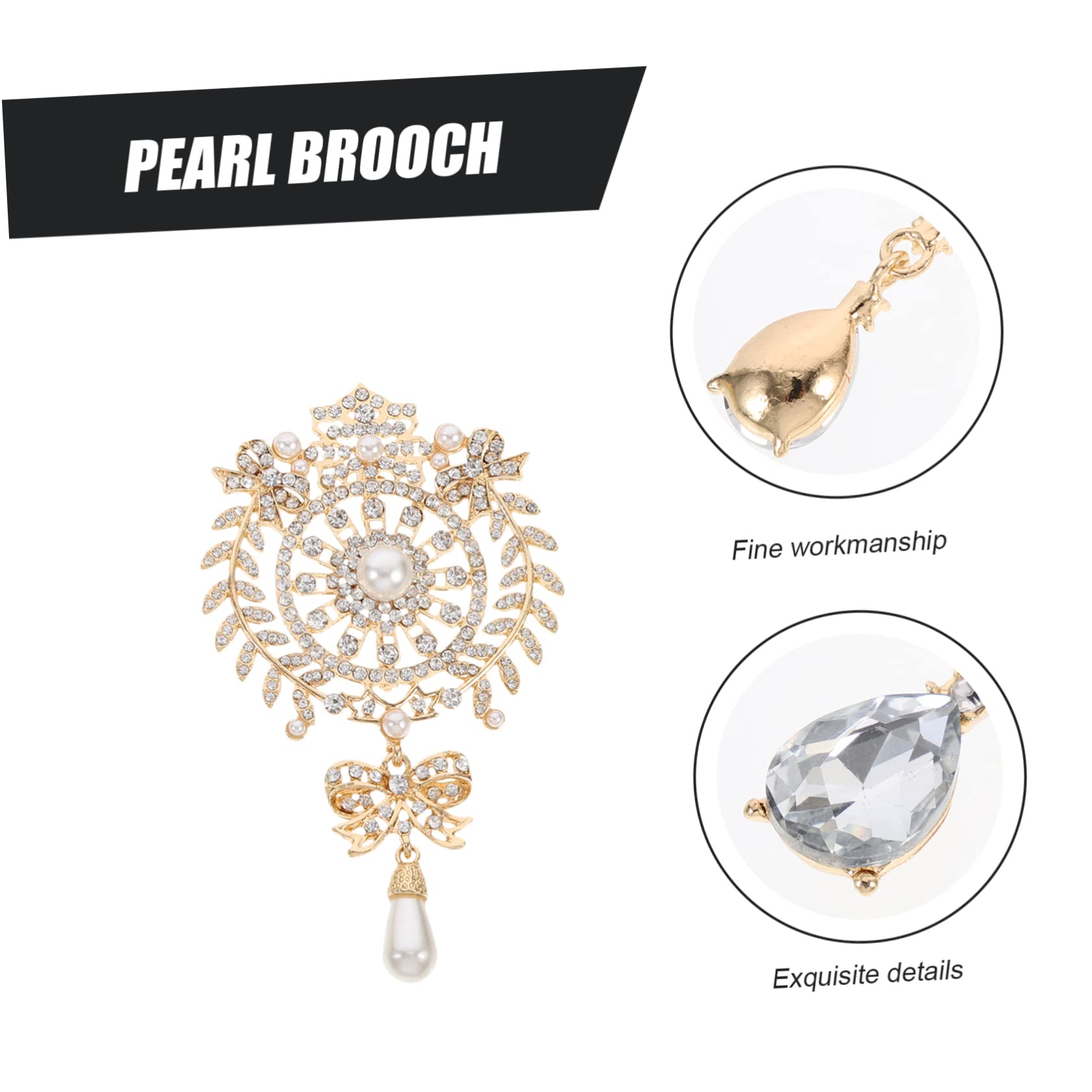 Broche de perlas y diamantes vendimia para hombres pasador de chal broches de perlas de diamantes de imitación pin de solapa creativo Broche de boda aleación Golden