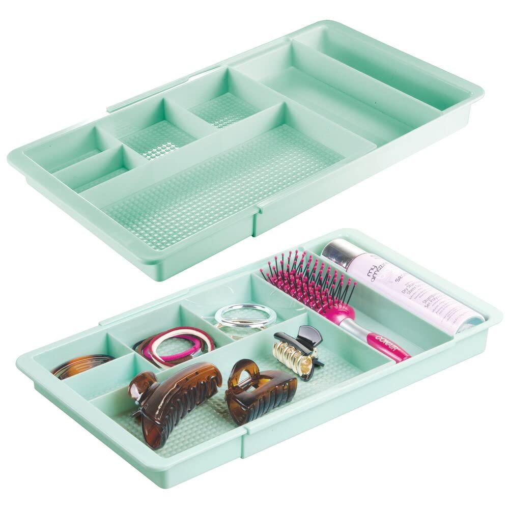 mDesign Adjustable/Expandable Plastic Drawer Organizer Tray for