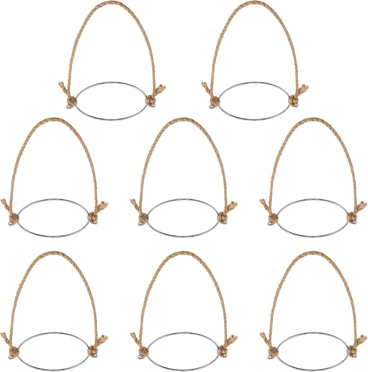 8 Uds. Perchas para tarros Mason, anillo de Metal con mango de cuerda para tarros de conservas de boca Regular, colgadores de lámparas solares DIY