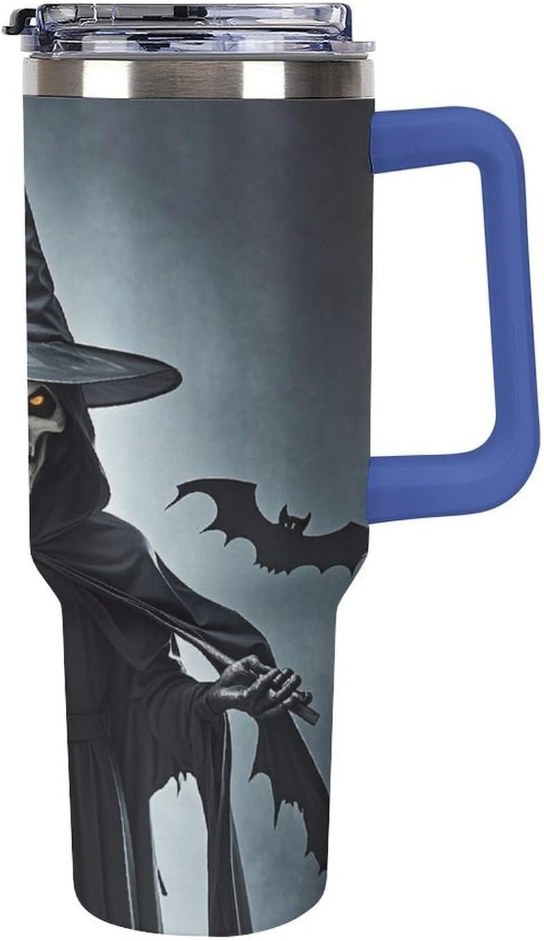 Death Scythe Tumbler 40 Oz with Handle&Lid Large Car Cup Stainless Steel Vacuum Travel Mug Insulated Water Bottle Leak-proof Portable Coffee Cup for Home Car Outdoor