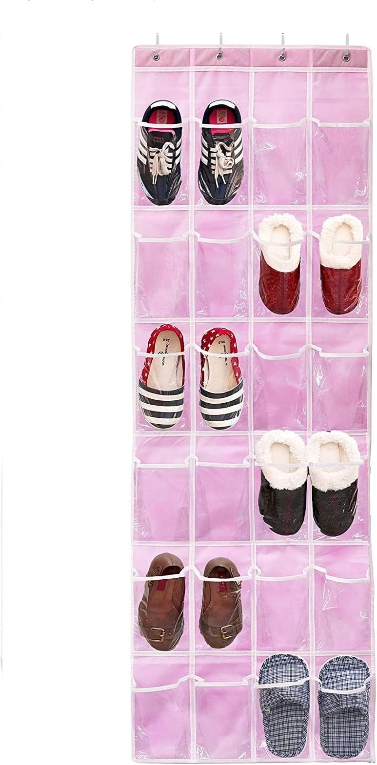 Over The Door Shoe Organizer. (Pink, Polyester)