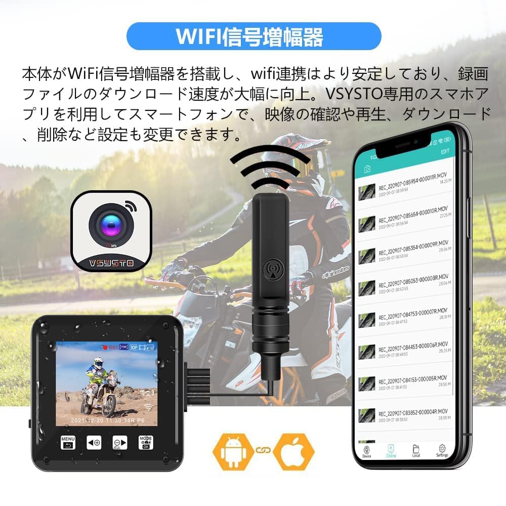 ☆未使用☆　VSYSTO バイク用ドライブレコーダー 　P6FL Amazon.co.jp: VSYSTOバイク用ドライブレコーダー前後カメラ 防水 GPS