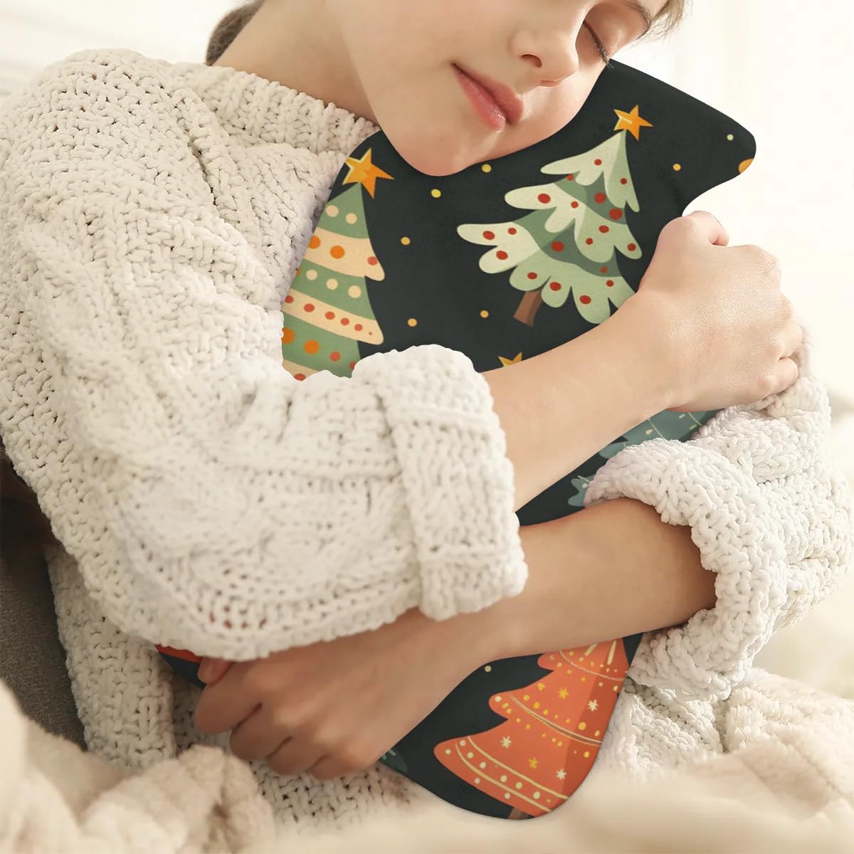 Hot Water Bottle with Soft Cover,2L Christmas Festivals Hot Water Bag for Hot and Cold Compress, Hand Feet Warmer, Magic Tree Rubber Hot or Cold Water Bottle Halloween Christmas Decorations
