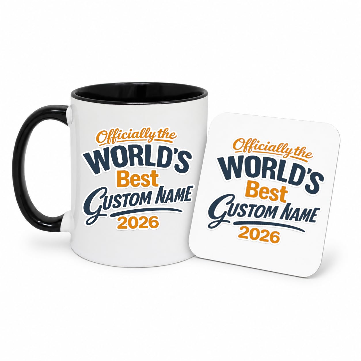 World's Best Grampy Gift Mug & Coaster Set, Personalised Present - 11oz (Custom Name (Mug & Coaster))