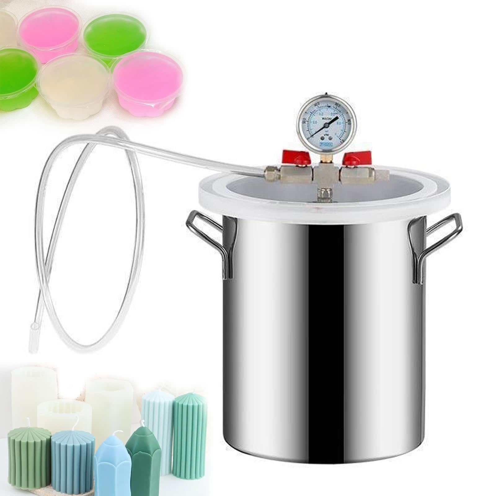 FHRKA Large Dia Vacuum Degassing Chambers,304 Stainless Steel Gel Multifunctional Vacuum Chamber Kit with Valve Vacuum Gauge Suitable (75L)