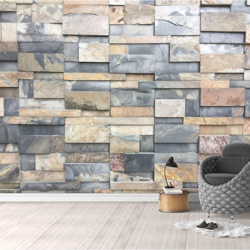 Papier peint panoramique intissé pour agrandir un salon avec l'effet trompe l'oeil 3d