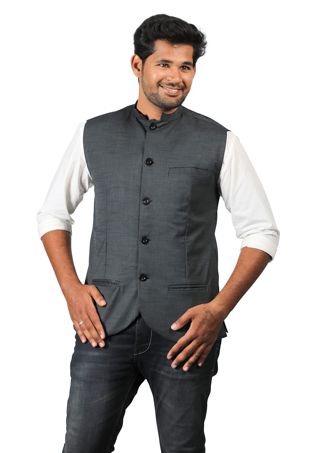 prakasam cotton Men's Cotton Blend Nehru Jacket( Sleeveless wait-picture-14