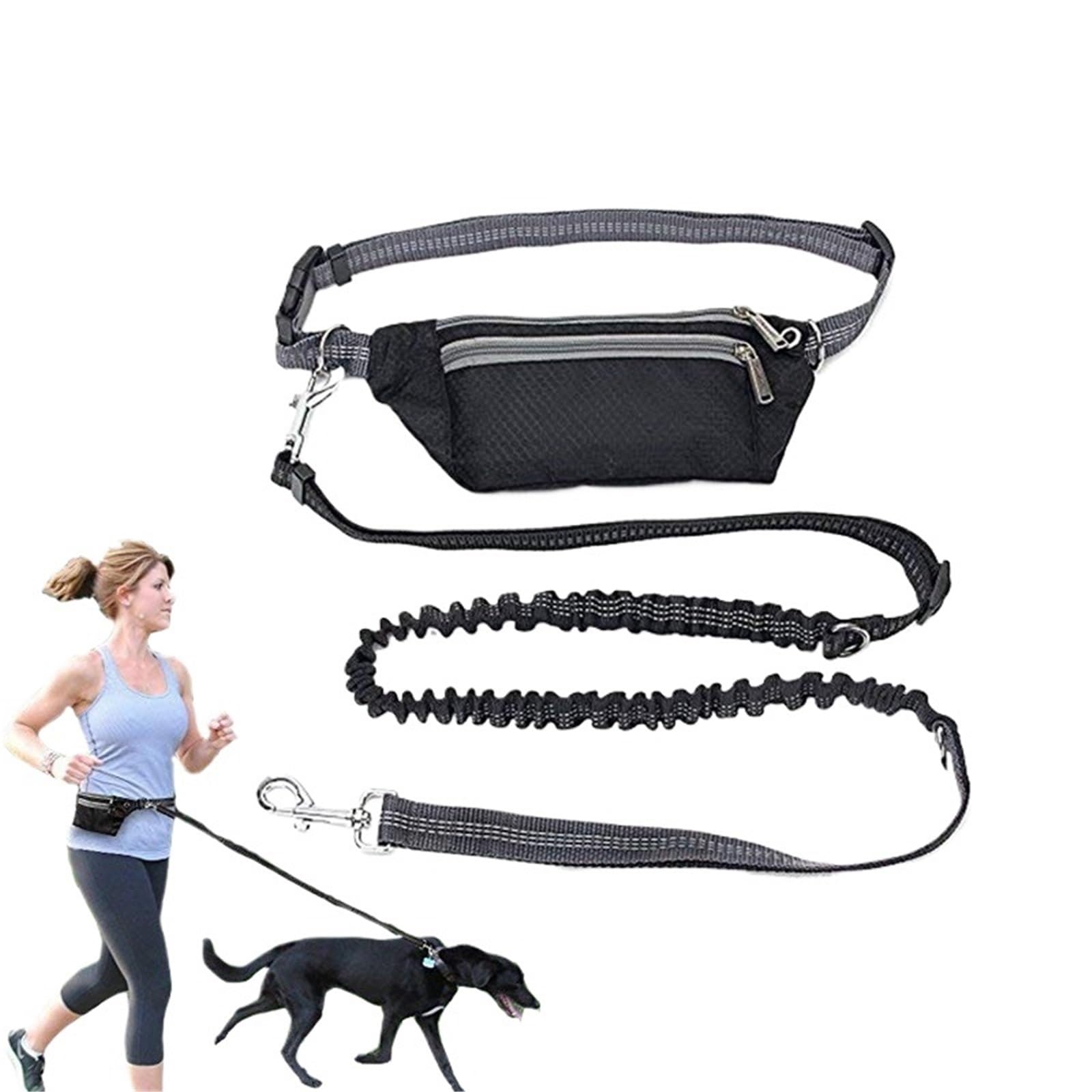 Hunde-Laufgurt Hunde Taille Tasche Hände Frei Multifunktions Hund Gürtel Laufen Elastizität Einstellbare Hundeleinen(Green)