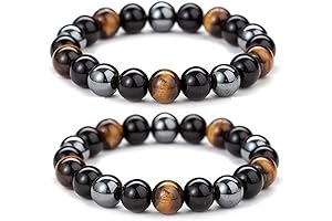 2Pcs Anti-Swelling Black Obsidian Magnetic Therapy Bracelets