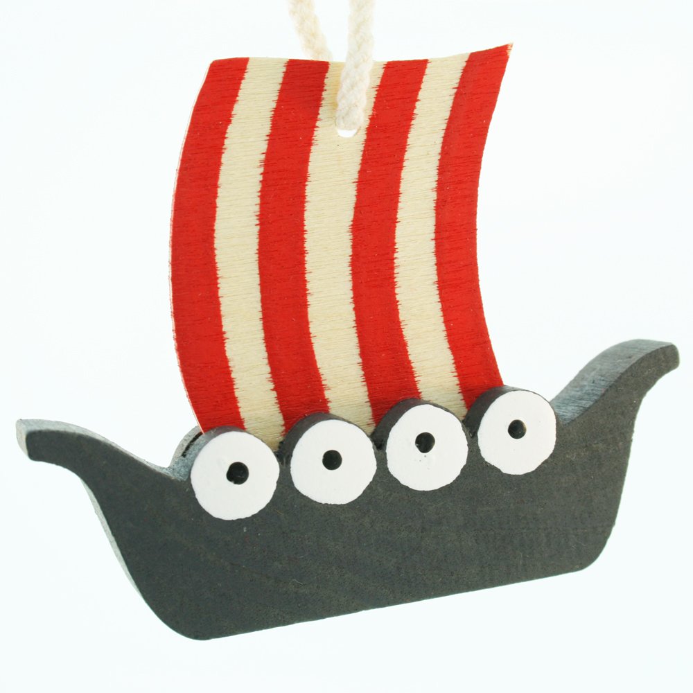 Viking Ship Ornament - Wooden