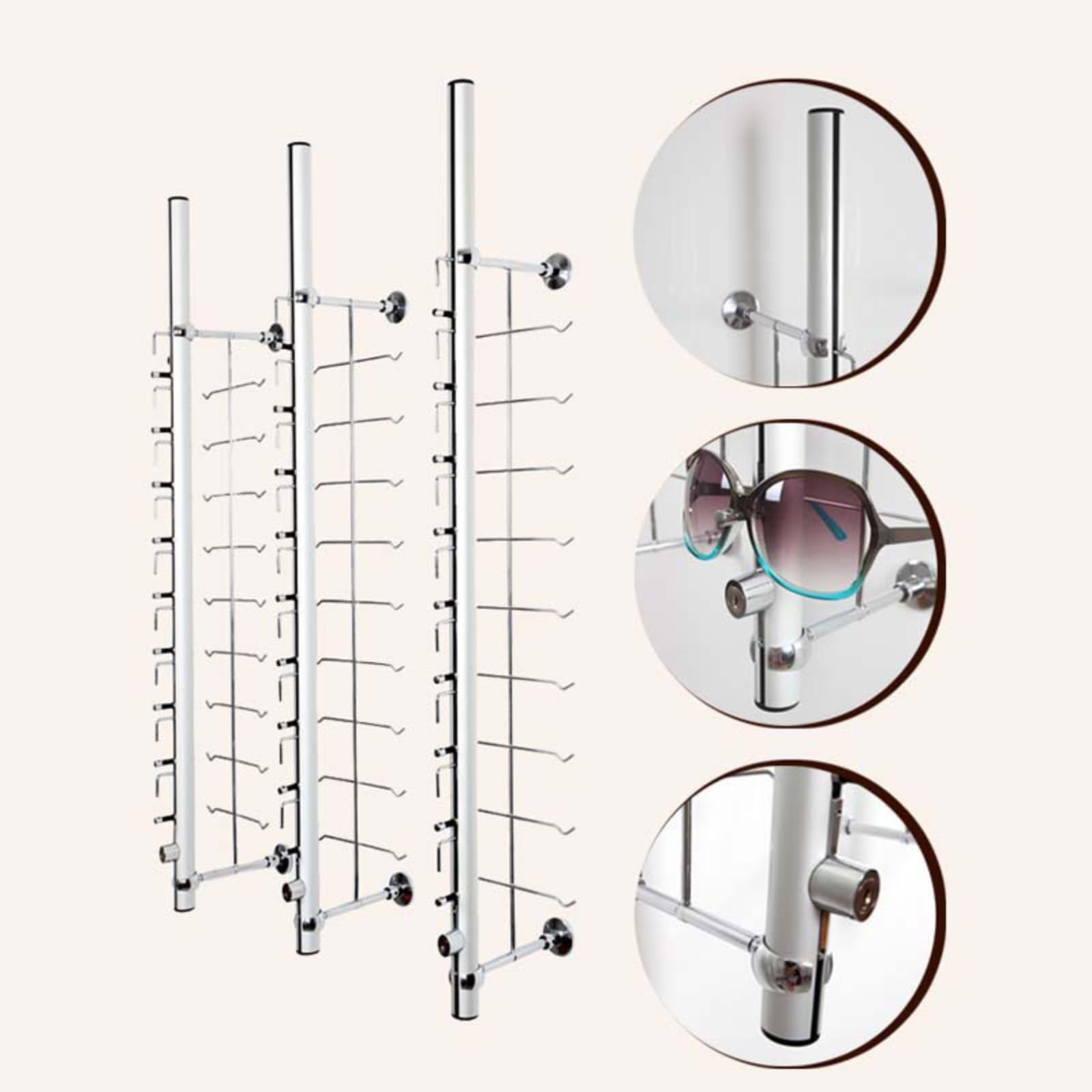 Expositor De Gafas con Cerradura para Montaje En Pared - Organizador Seguro para Guardar Gafas De Sol En Ópticas Y Tiendas Minoristas.9pcs