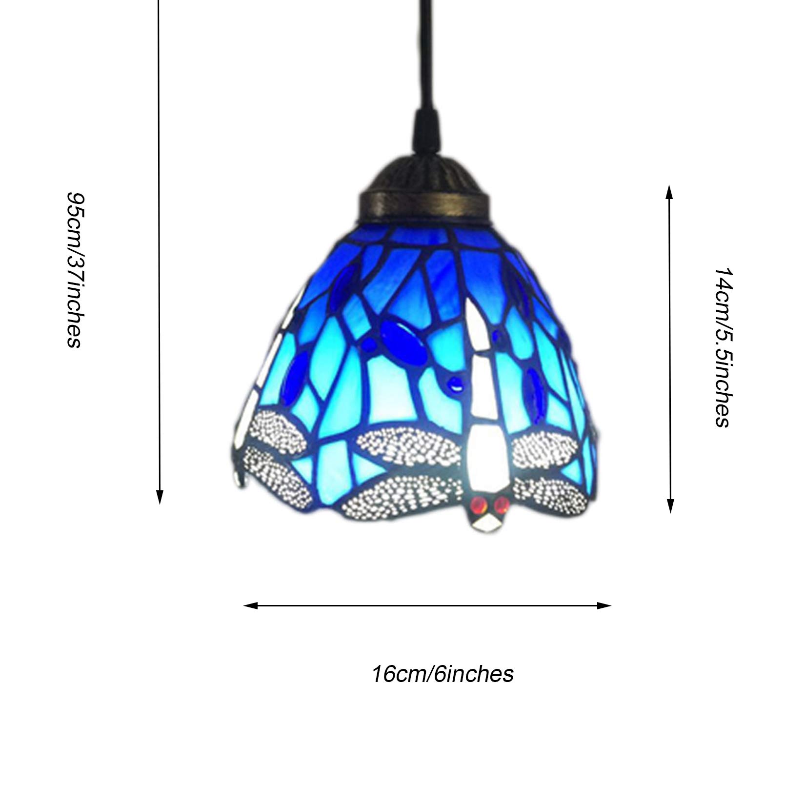 6-calowe niebieskie lampy wiszące Dragonfly ręcznie robione witraże klosz żyrandol lampa sufitowa do sypialni kuchnia wyspa salon E27
