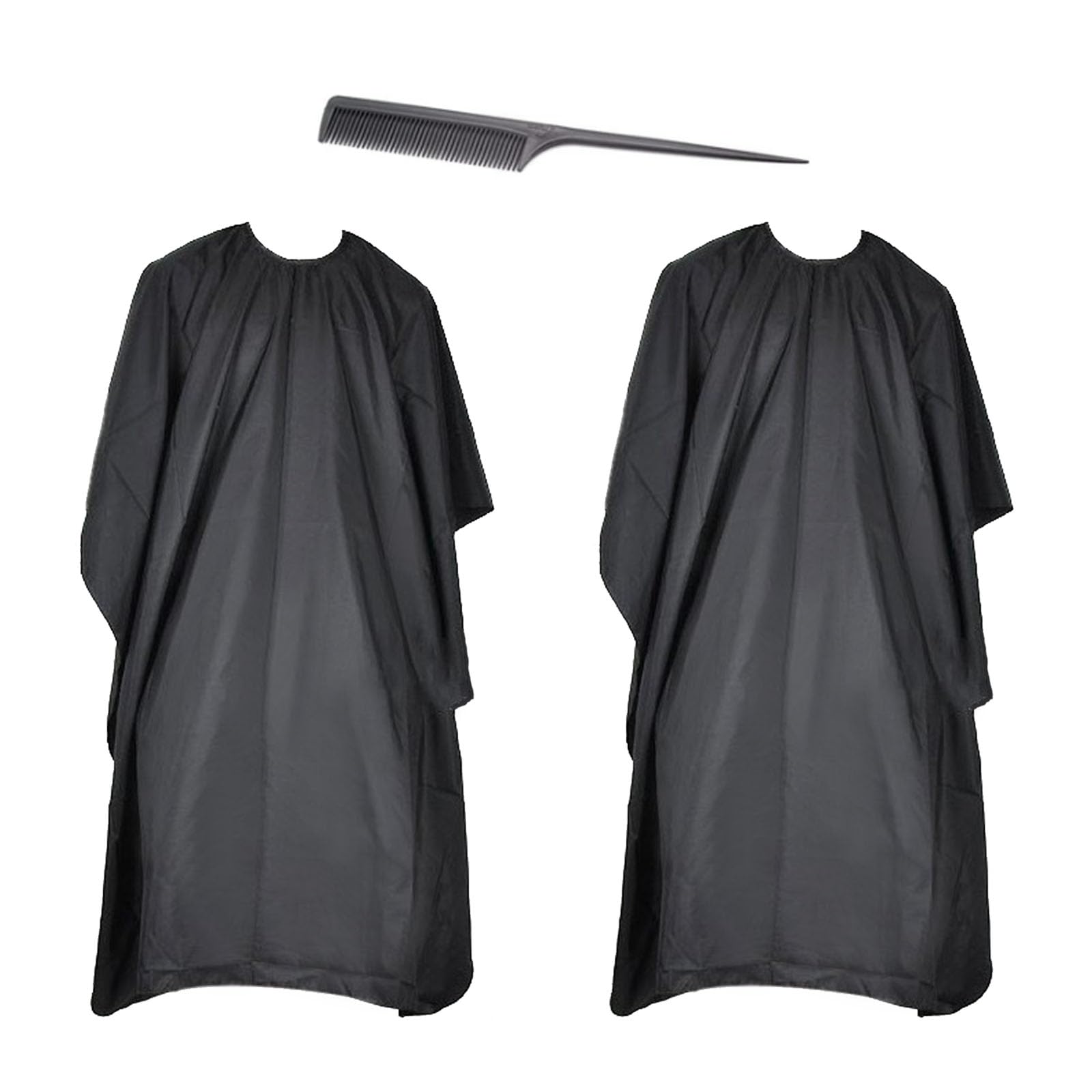 ZOCONE 2 Piezas Capa de Peluqueria Negra Capas de Corte Peluqueria para Hombres y Mujeres Ajustable Capa de Barbero Profesional Capa Barbero Universal con Peine Capa para Cortar el Pelo