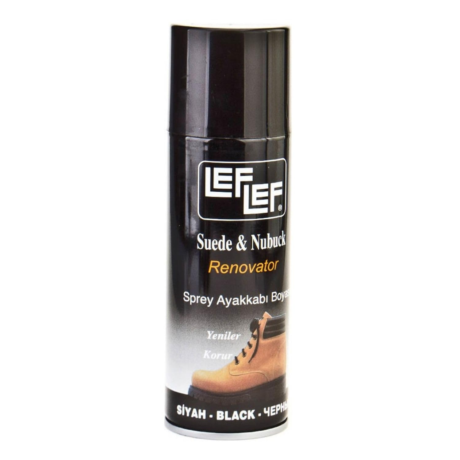 Leflef Süet ve Nubuk Ayakkabı Boyası, Koruyucu Yenileyici Sprey, 200 ml (Siyah)