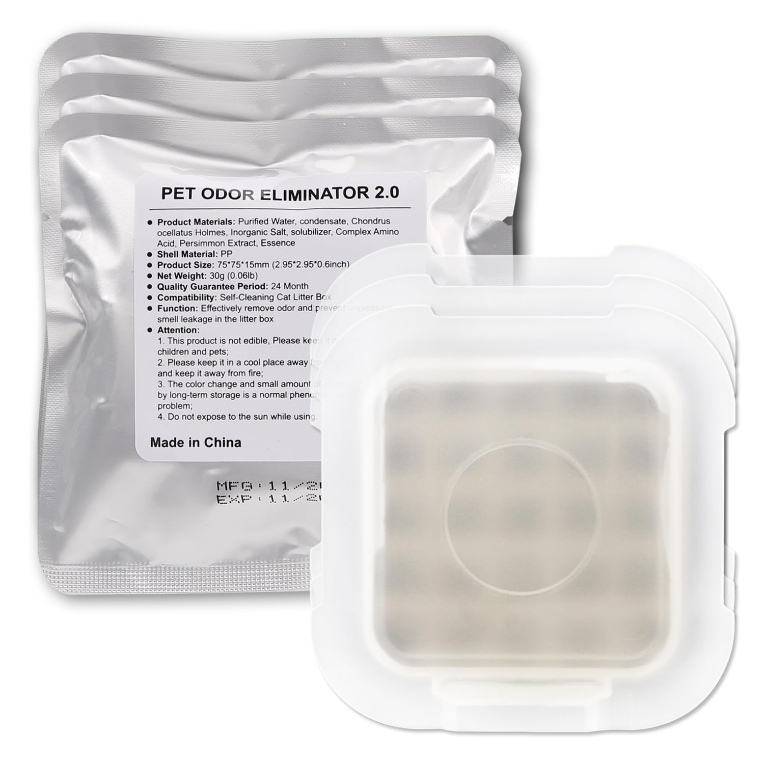Eliminador de olores para mascotas 2.0 para caja de arena autolimpiante para gatos, desodorante de arena para gatos, control de olores de inodoros para gatos (paquete de 3)