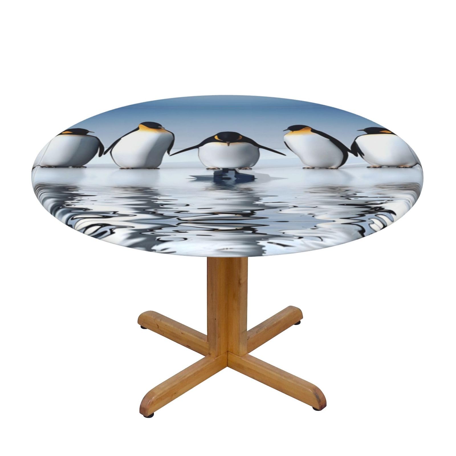 ZQYTGFDC Penguin S Decorative Round Tablecloth Waterproof Anti Stain Oil Proof Size for 40 50 inch