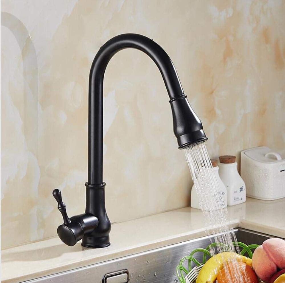 Grifo de cocina extraíble giratorio de 360 grados, dorado/cromo/metal/negro, boquilla de arco alto, mezclador moderno para fregadero, accesorios de cocina, versátil y duradero