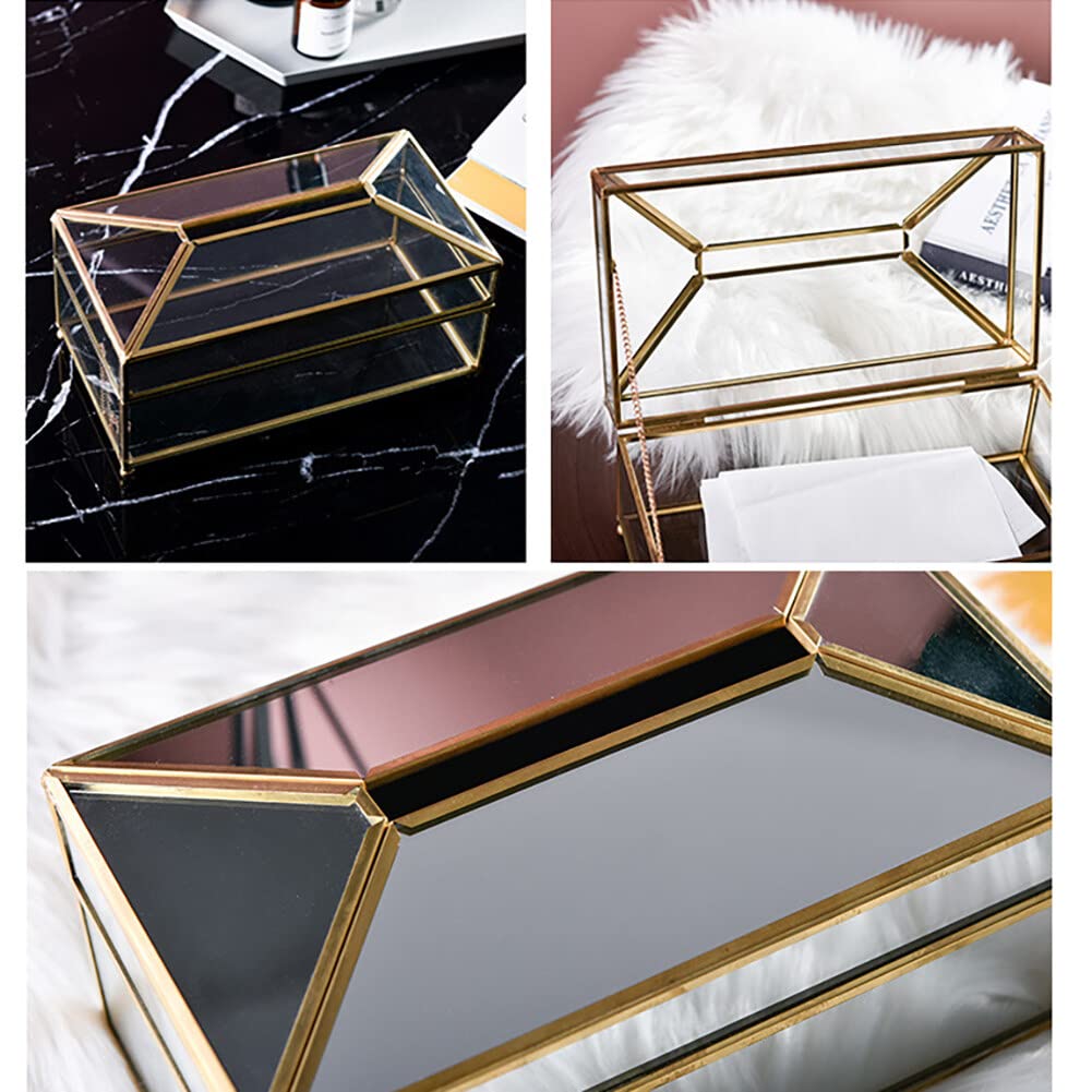 Porta fazzoletti, scatola rettangolare in vetro, scatola portaoggetti decorativa per tovaglioli, porta fazzoletti per il viso, per comò, bagno, camera da letto, casa, ufficio, bar